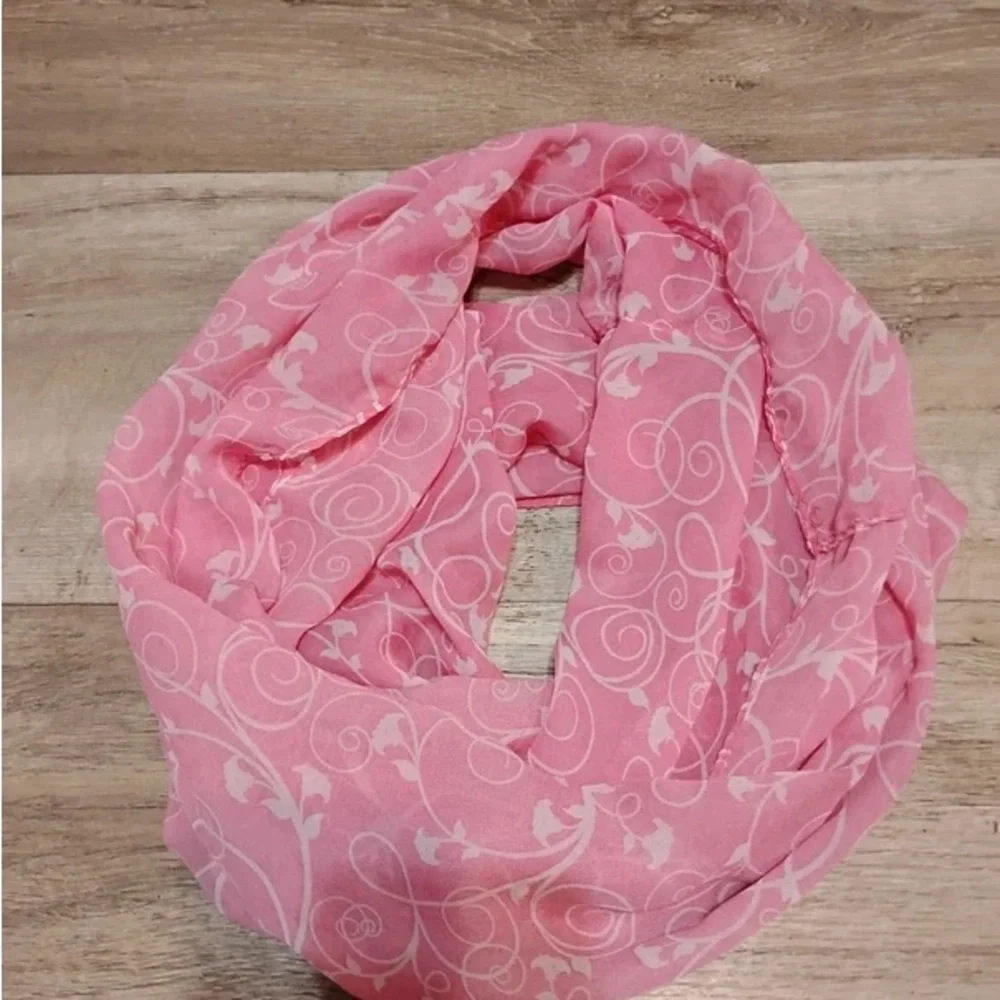 Pink Floral Swirl Infinity Scarf - Women Accessories